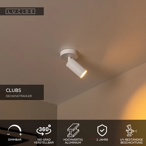 Lucide CLUBS - Deckenstrahler - 1xGU10 - Weiß - USP